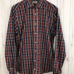 GANT Rugger Mens Red & Blue Plaid Check Button